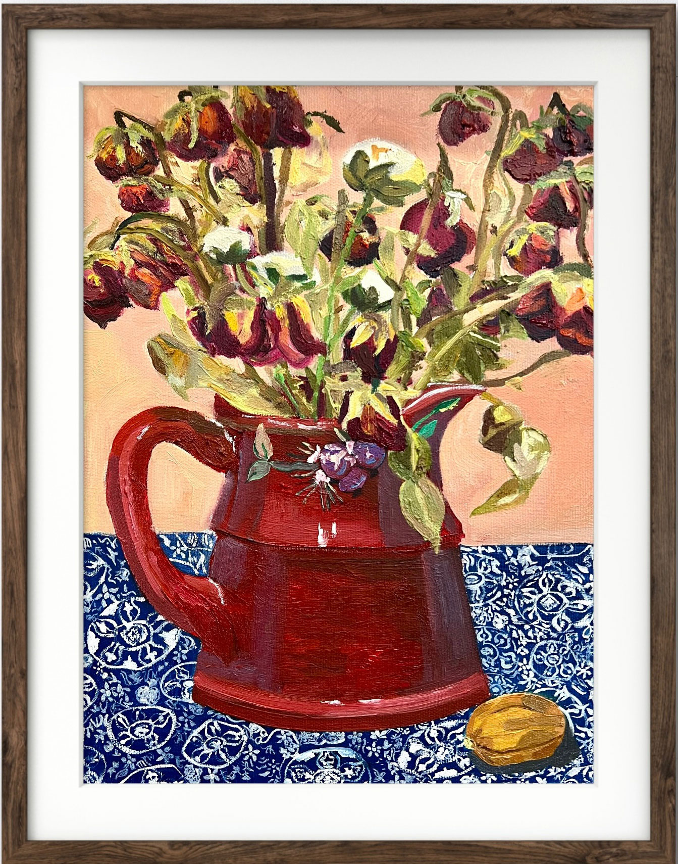 Crimson Pitcher with Flowers